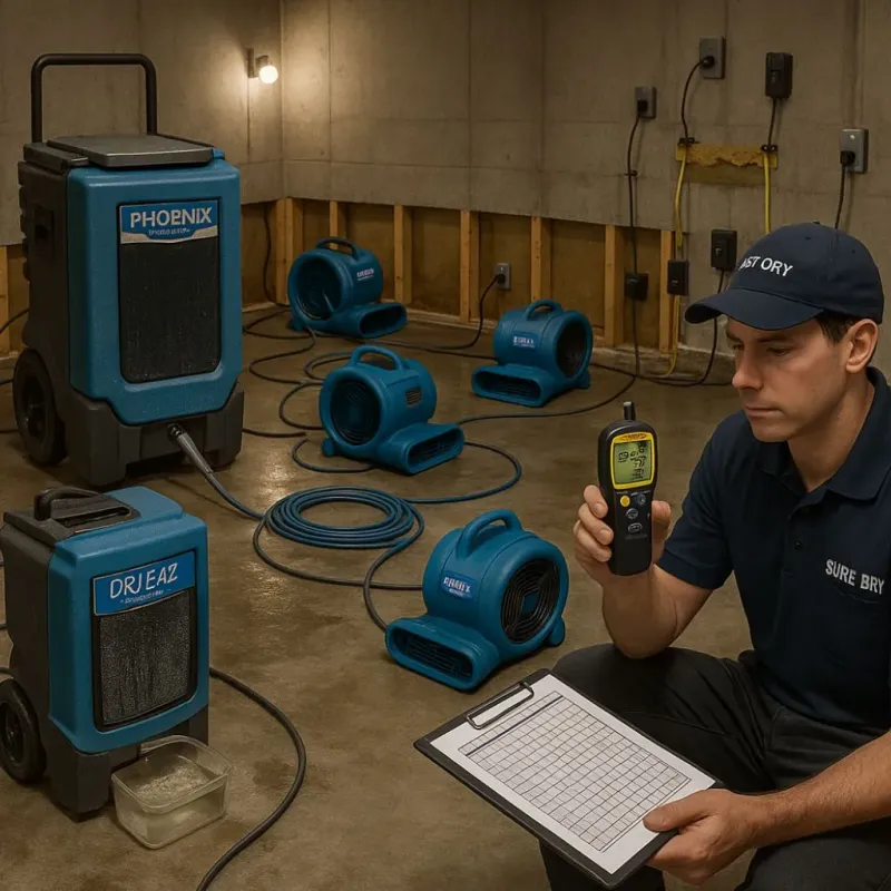 Structural Drying and Dehumidification process in Douglass, KS